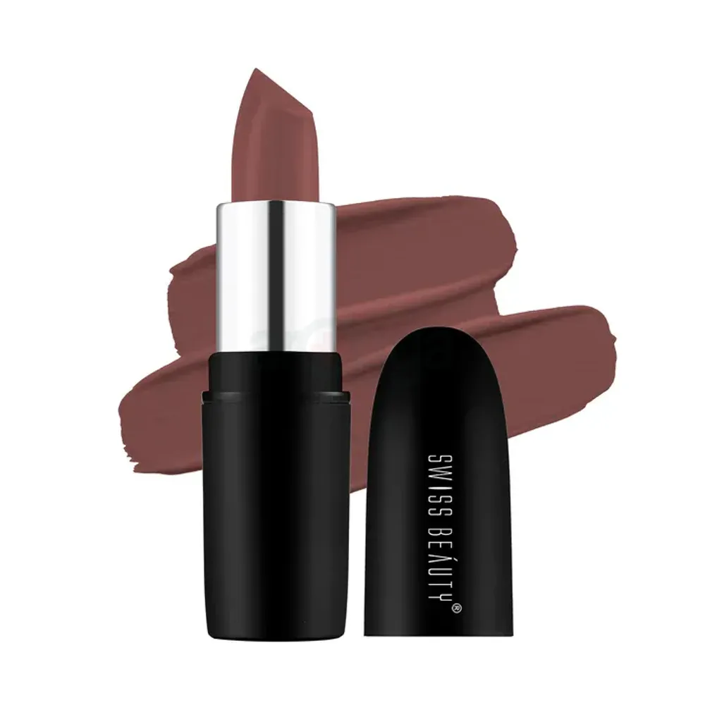 Swiss Beauty Pure Matte Lipstick - 203 Hazlenut  