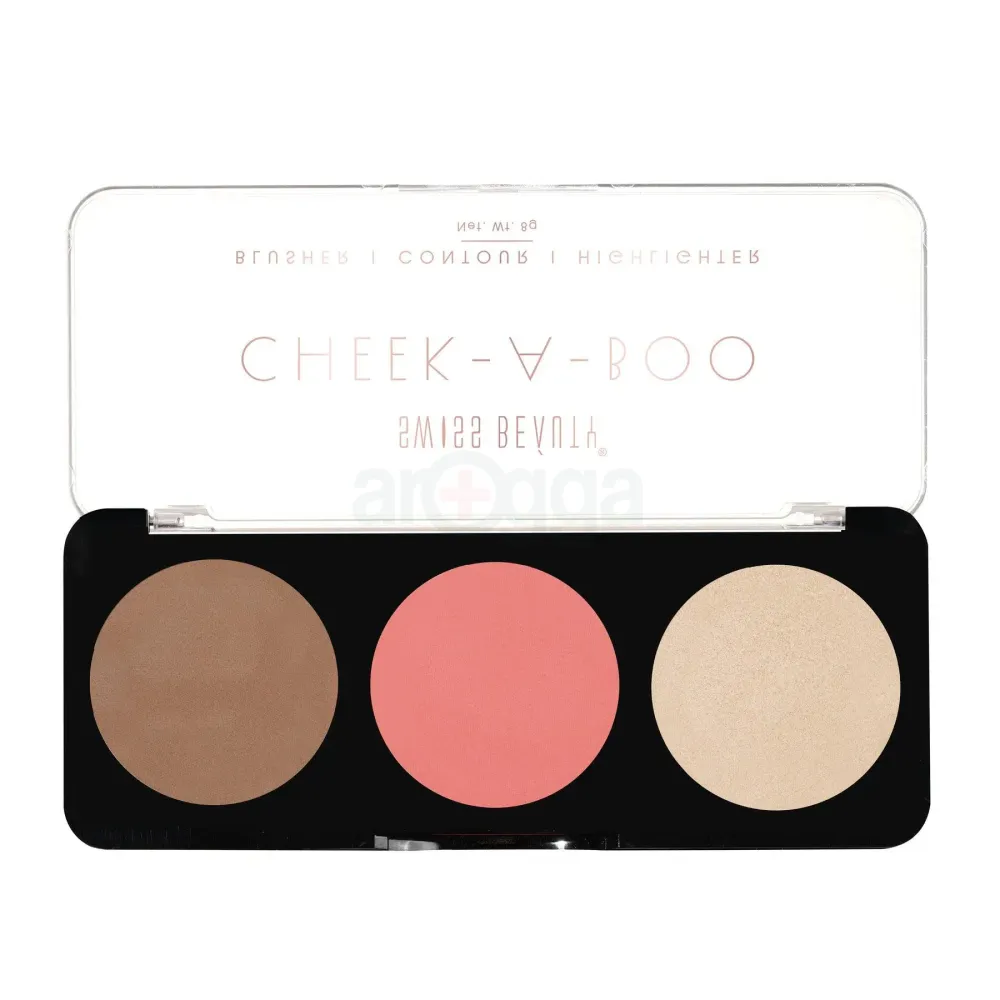 Swiss Beauty Cheek A Boo 3 in 1 Palette Set (Contour, Blusher, Highlighter) - Face It Up Medium 02  