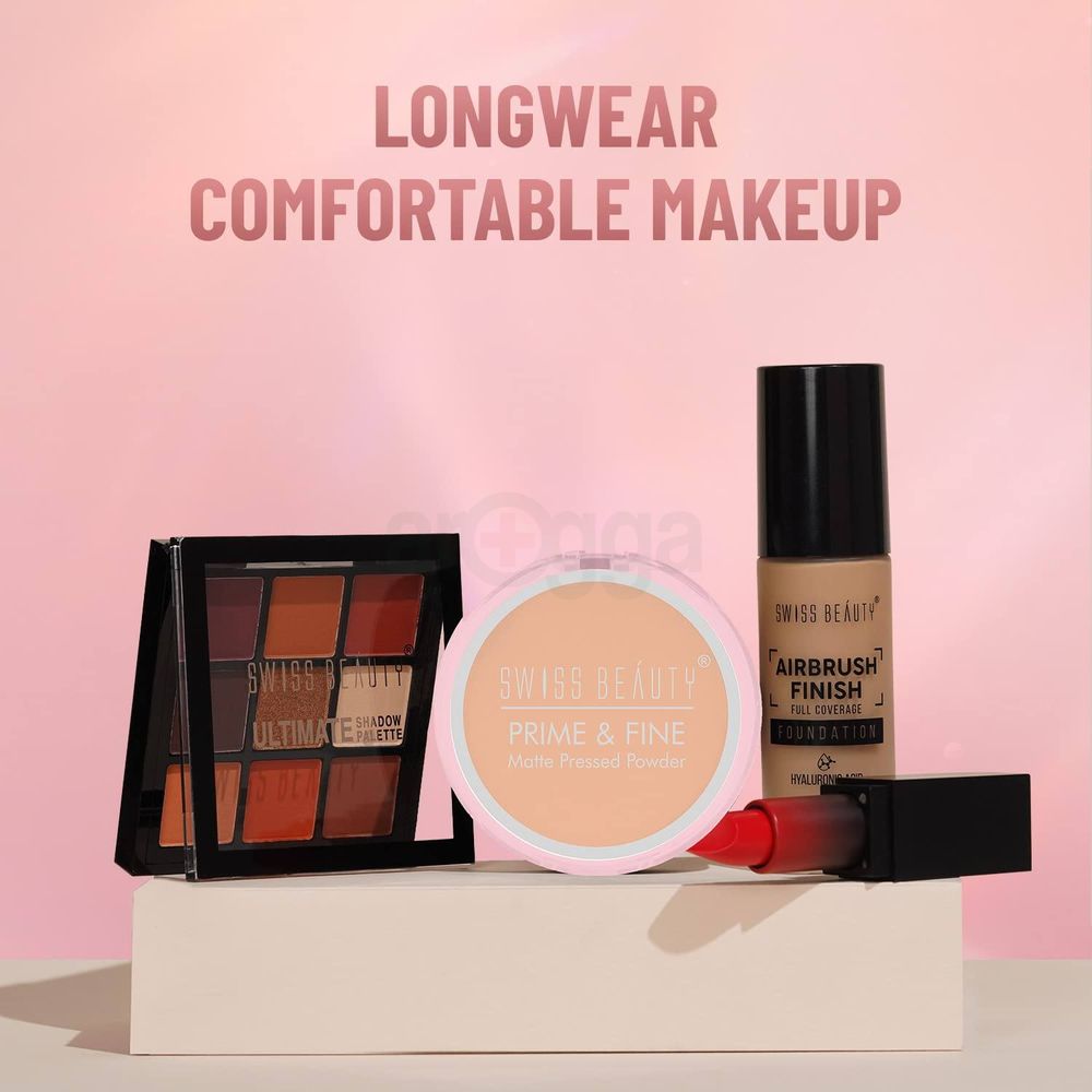 Swiss Beauty Prime and Fine Matte Pressed Powder - 04 Natural Beige  