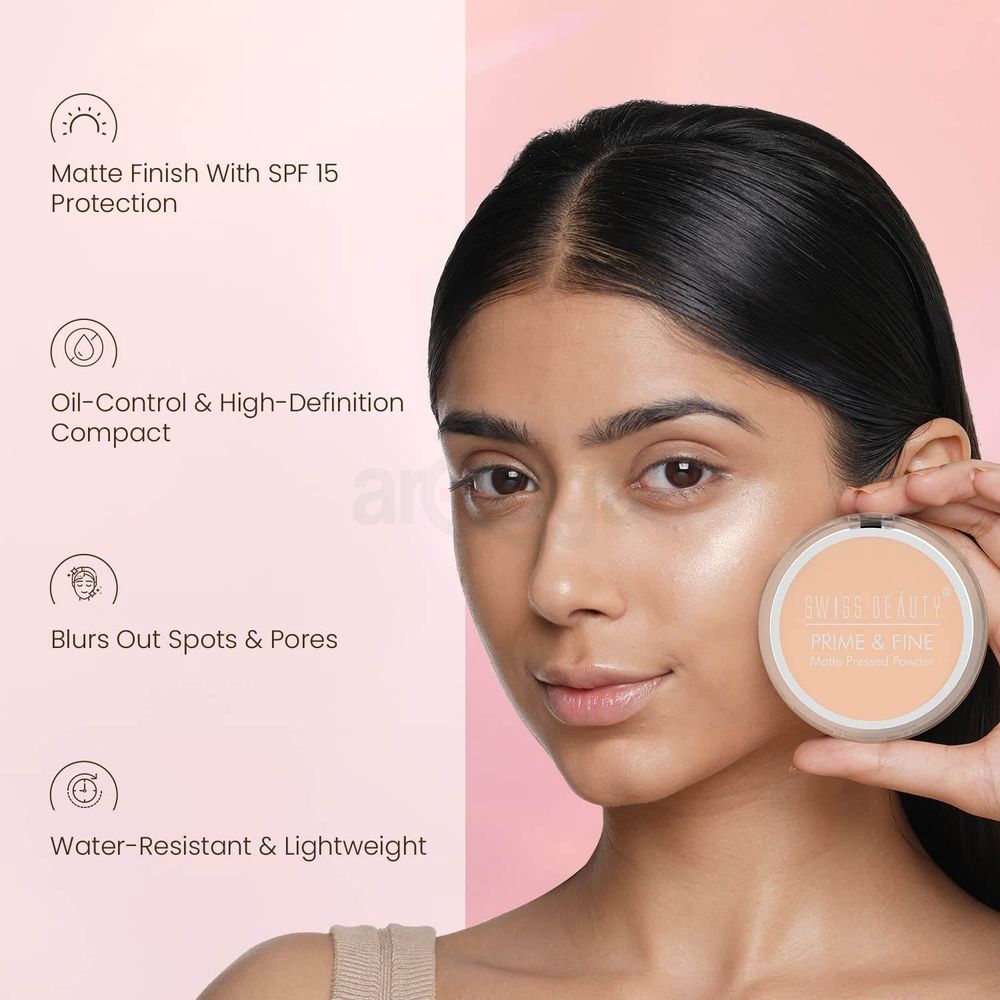 Swiss Beauty Prime and Fine Matte Pressed Powder - 04 Natural Beige  