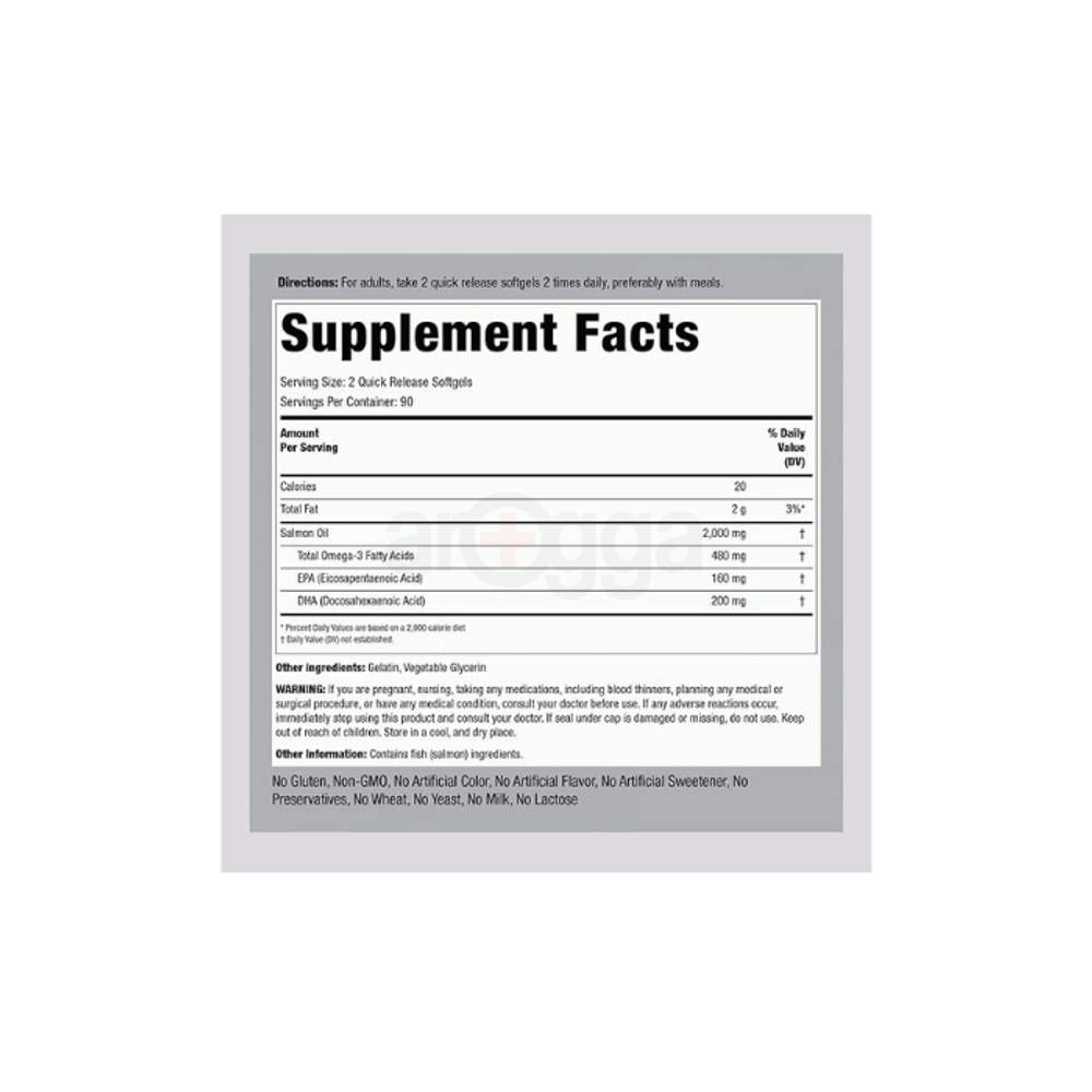 Piping Rock Wild Alaskan Salmon Fish Oil | 1000mg | 180 Softgels  