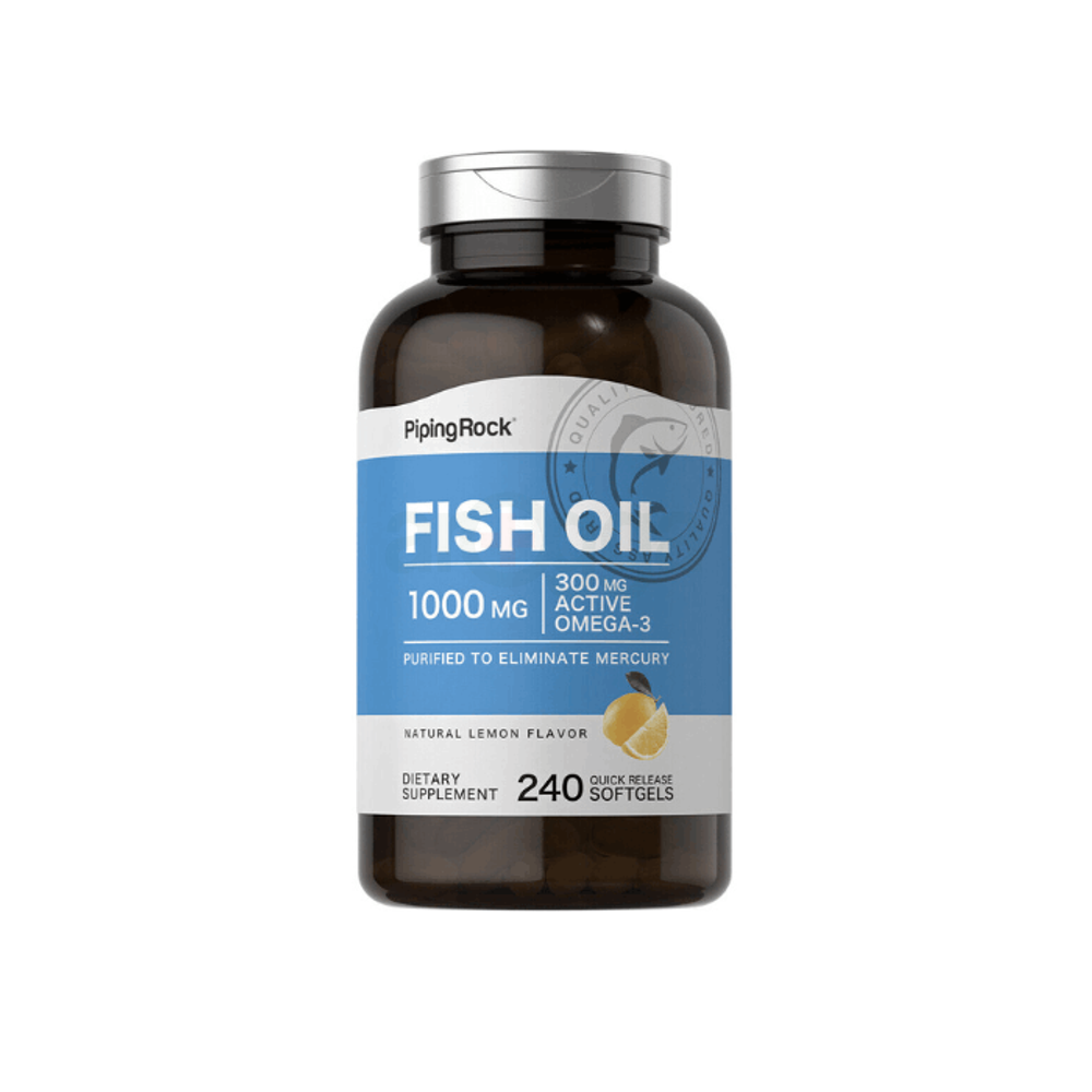 Piping Rock Omega-3 Fish Oil Lemon Flavor, 1000 mg, 240 Softgels  