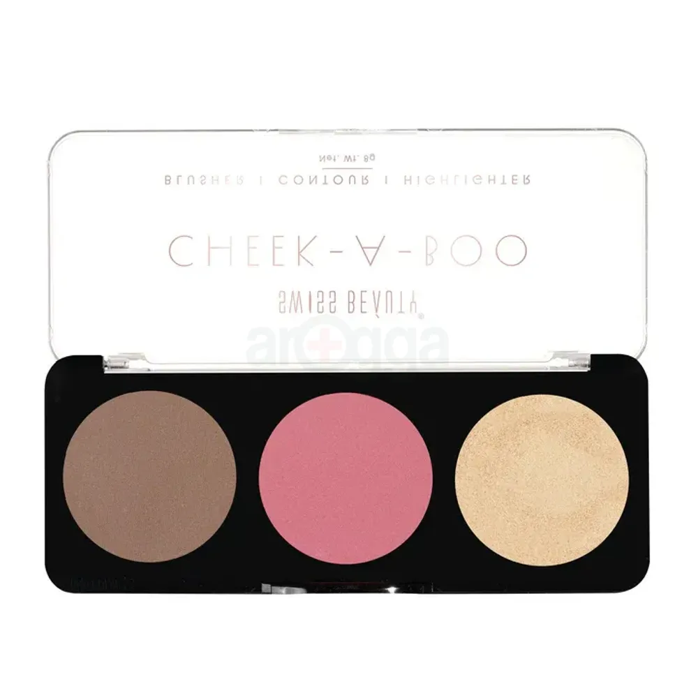 Swiss Beauty Cheek A Boo 3 in 1 Palette Set (Contour, Blusher, Highlighter) - Face It Up Dark 03  