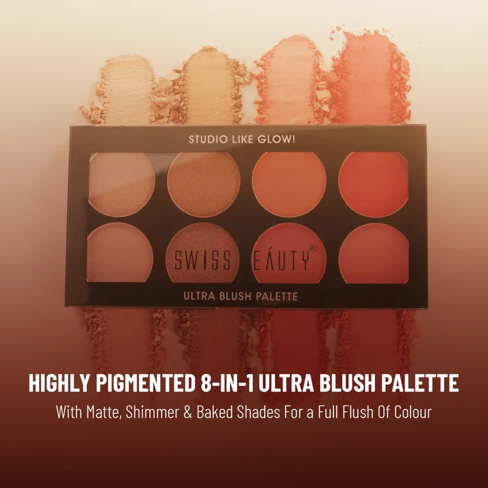 Swiss Beauty 8 Color Ultra Blush Palette - Shade 01  