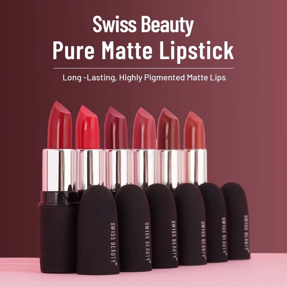 Swiss Beauty Pure Matte Lipstick - 221 Hot Red  