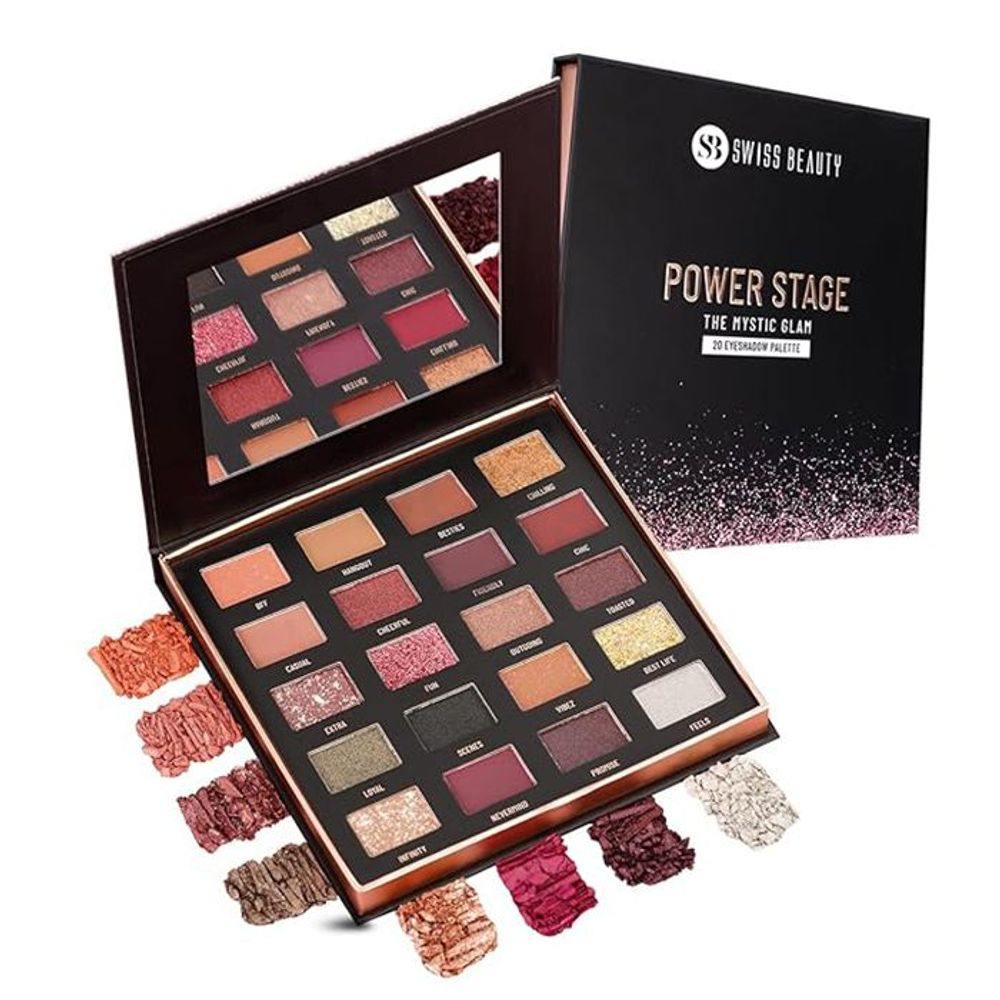 Swiss Beauty Power Stage The Mystic Glam Eyeshadow Palette with 20 Colors  