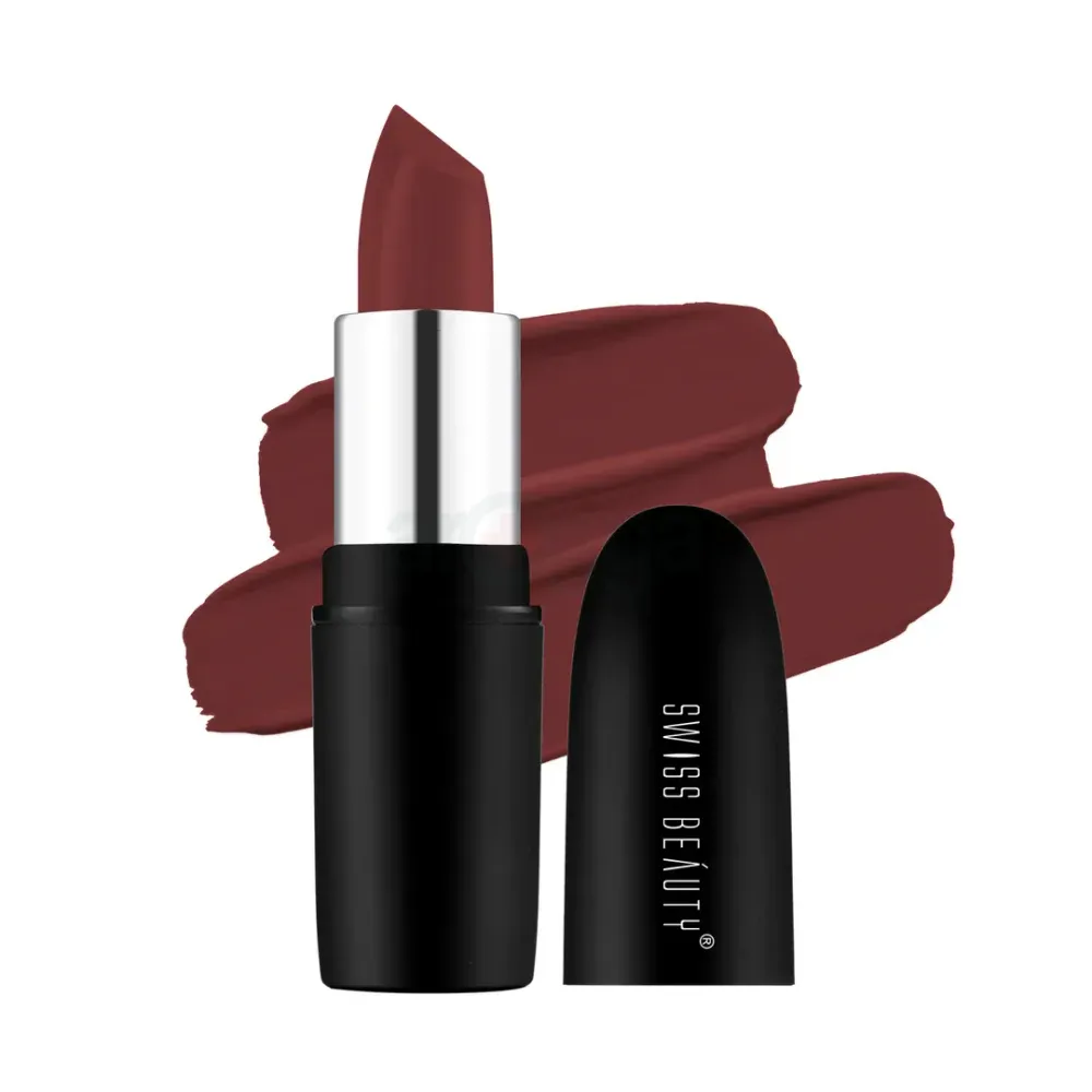 Swiss Beauty Pure Matte Lipstick - 225 Cafe Mocha  