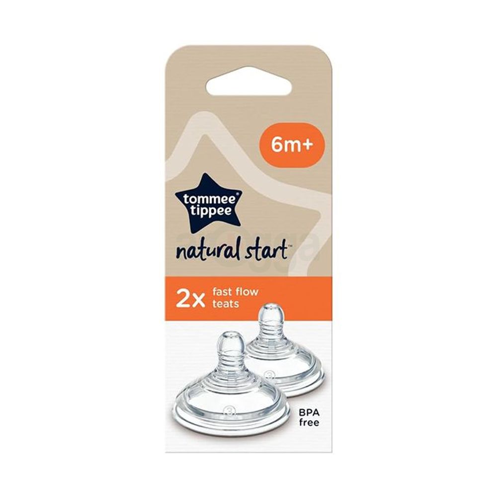 Tommee Tippee Natural Start 2X Fast Flow Baby Bottle Teats for 6+ Months  