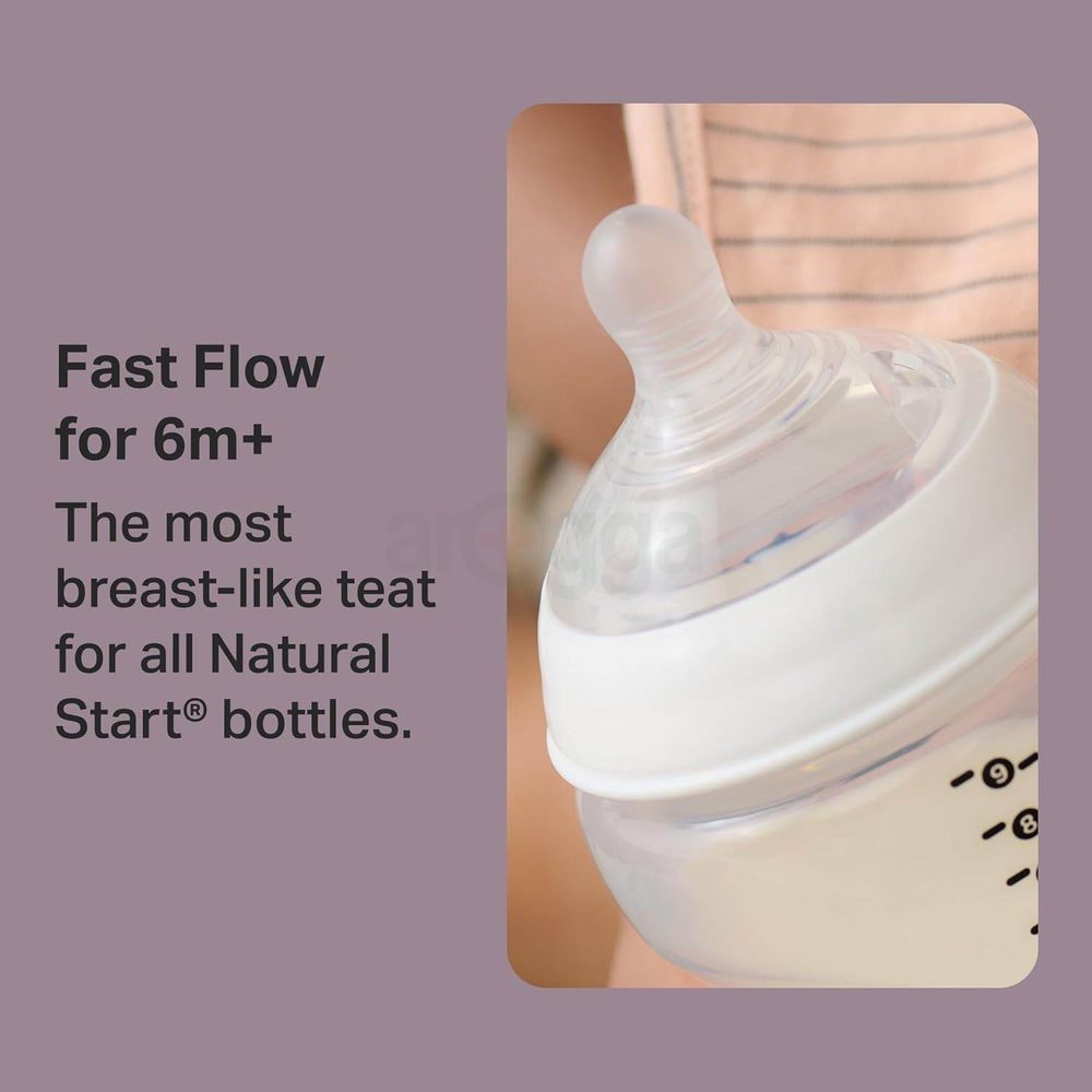 Tommee Tippee Natural Start 2X Fast Flow Baby Bottle Teats for 6+ Months  