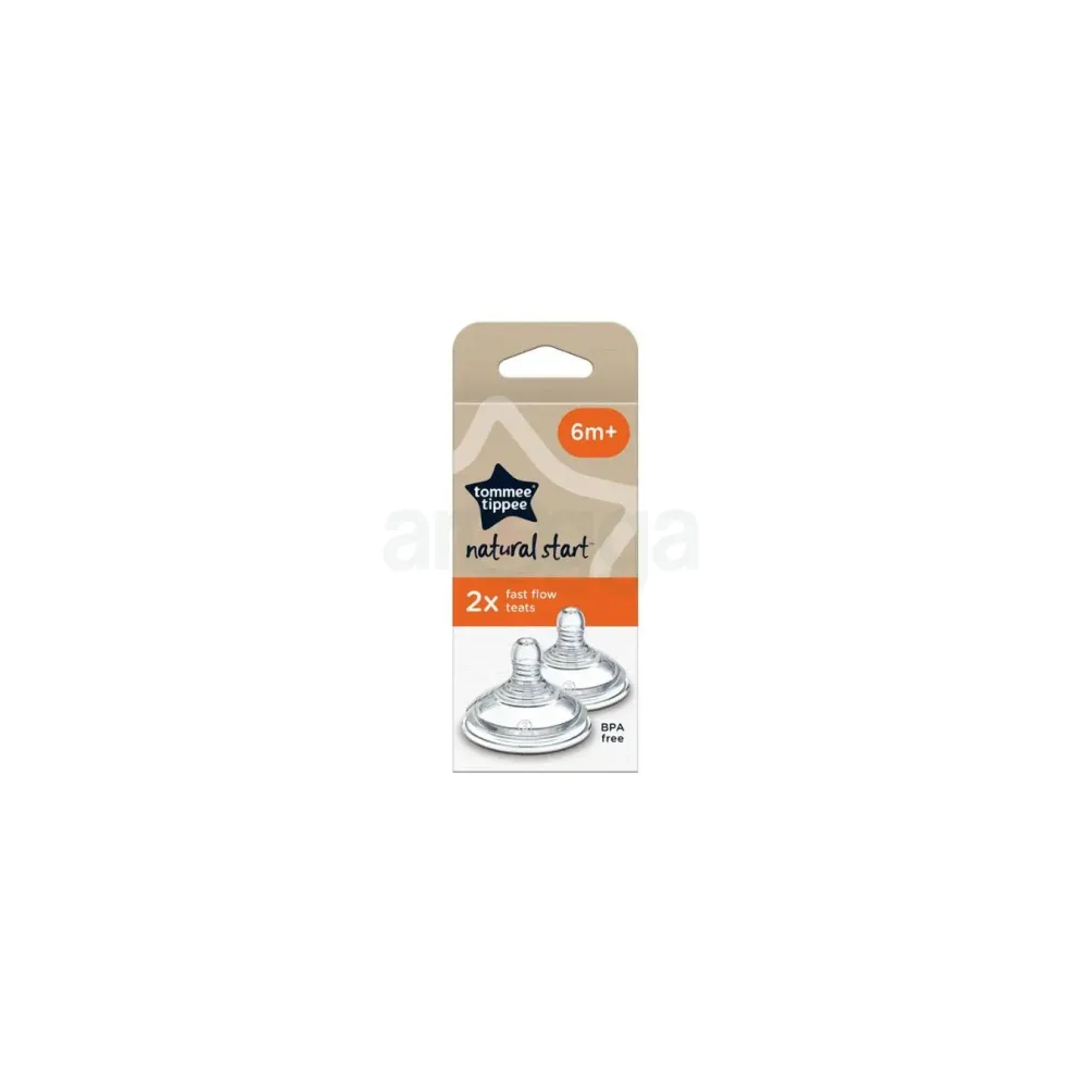 Tommee Tippee Natural Start 2X Fast Flow Baby Bottle Teats for 6+ Months  