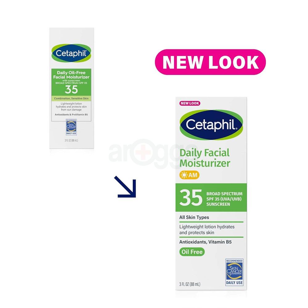 Cetaphil Daily AM Facial Moisturizer SPF 35 with Antioxidants, Vitamin B5 for All Skin Types  