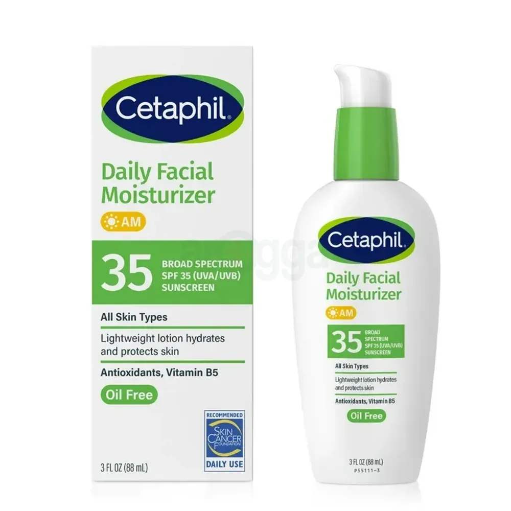 Cetaphil Daily AM Facial Moisturizer SPF 35 with Antioxidants, Vitamin B5 for All Skin Types  
