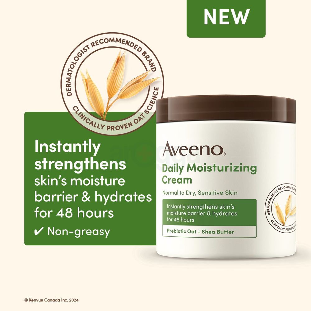 Aveeno Daily Moisturizing Cream for Normal to Dry, Sensitive Skin with Prebiotic Oat and Shea Butter  