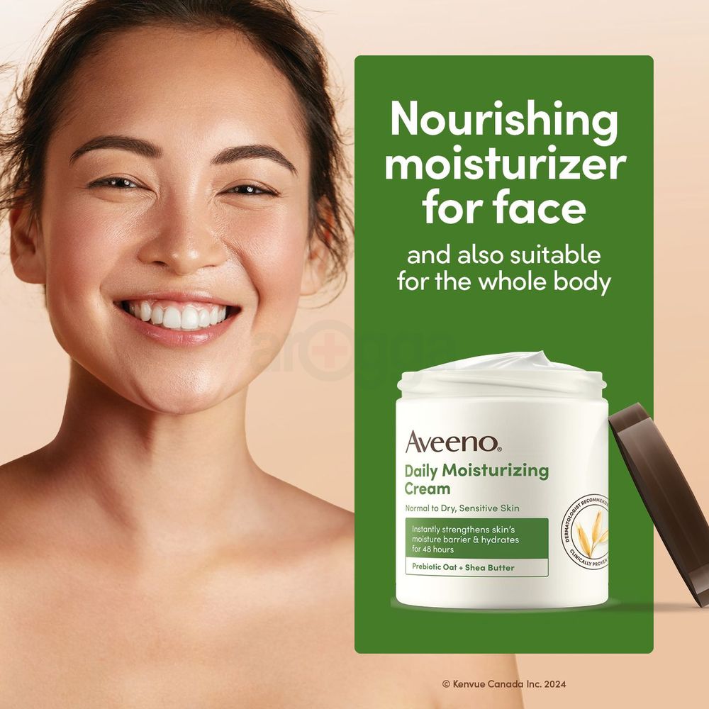 Aveeno Daily Moisturizing Cream for Normal to Dry, Sensitive Skin with Prebiotic Oat and Shea Butter  