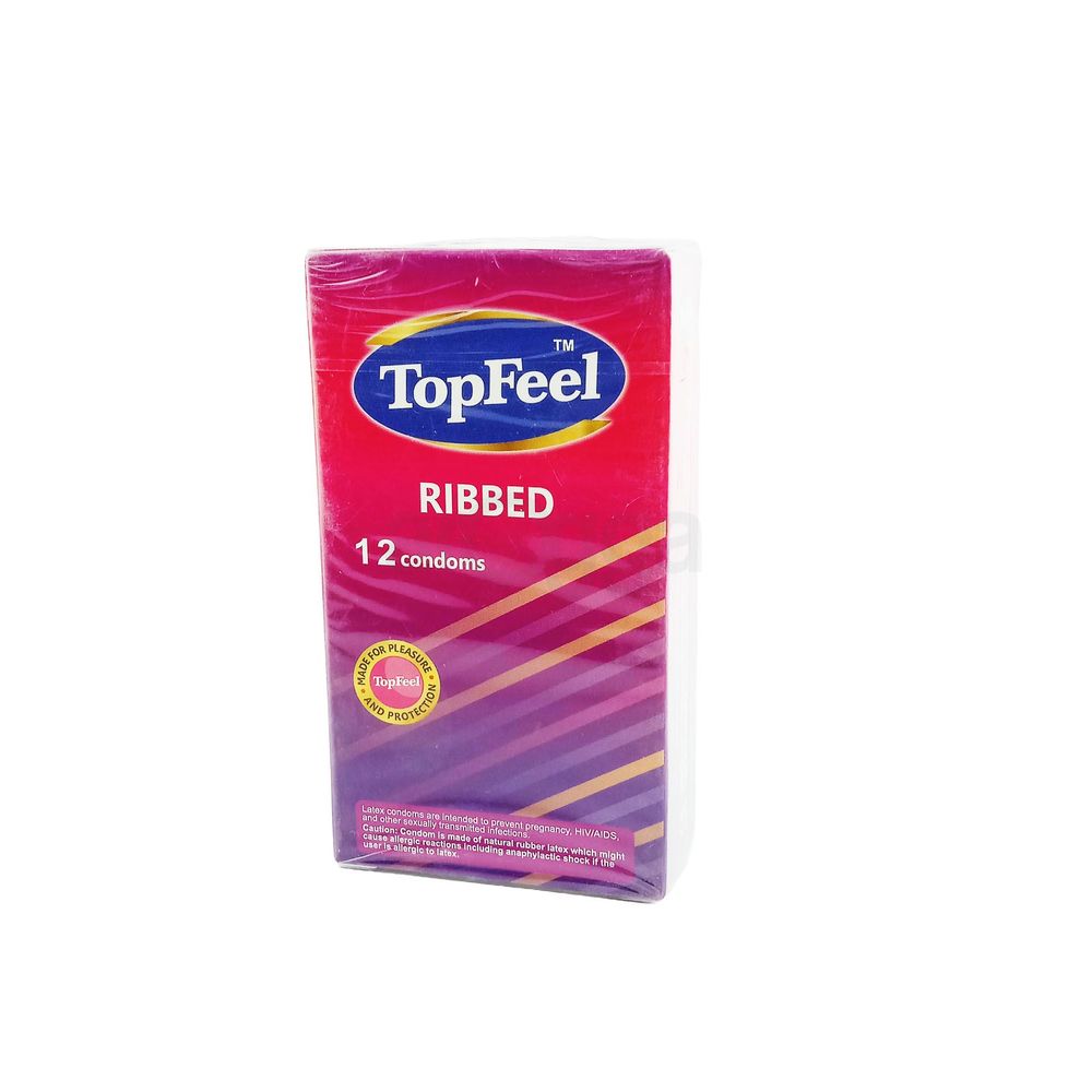 TopFeel Ribbed Rubber Latex Condom - 12Pcs Pack(Made In Malaysia) 12's Pack  