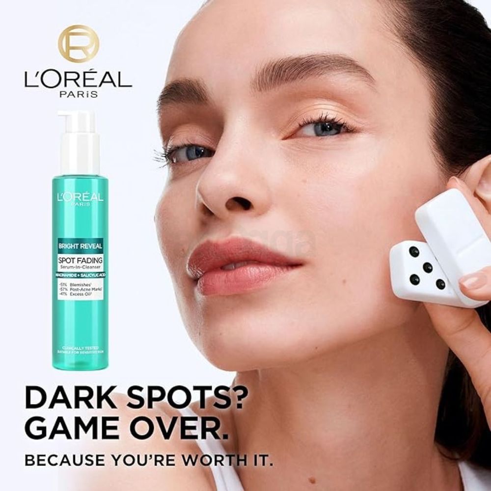 Loreal Paris Bright Reveal Spot Fading Serum in Cleanser for Sensitive Skin  