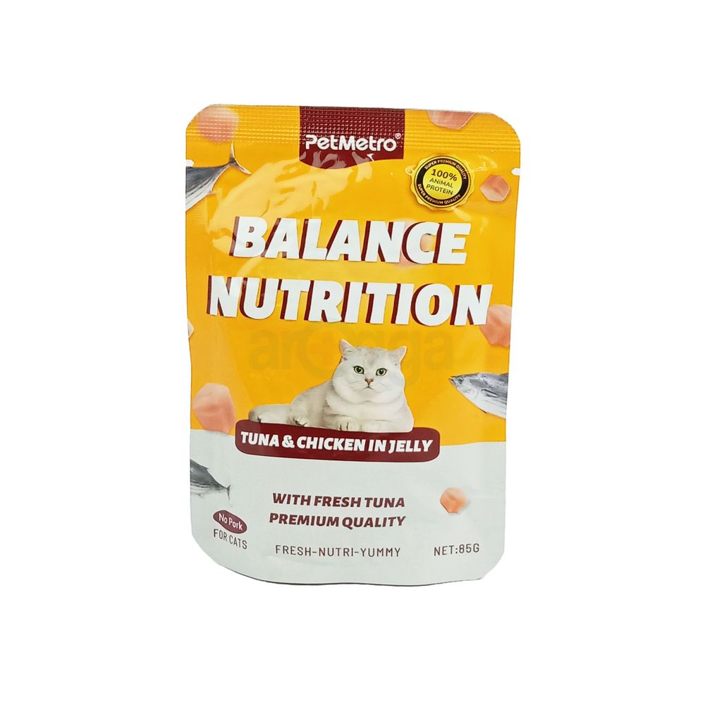 PETMETRO BALANCE NUTRITION TUNA AND CHICKEN IN JELLY FOR ALL CATS  