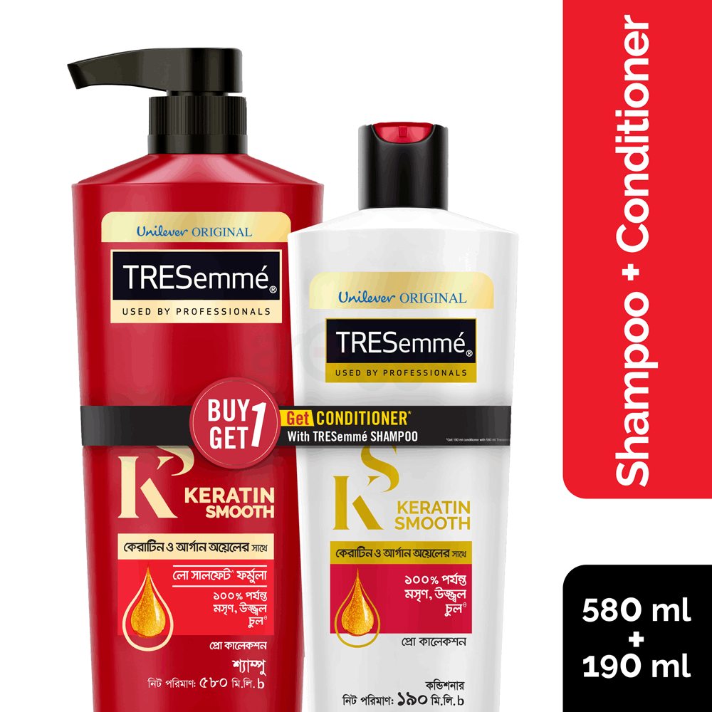 Buy Tresemme Shampoo Keratin Smooth 580ml Get Tresemme Conditioner 190ml Free  