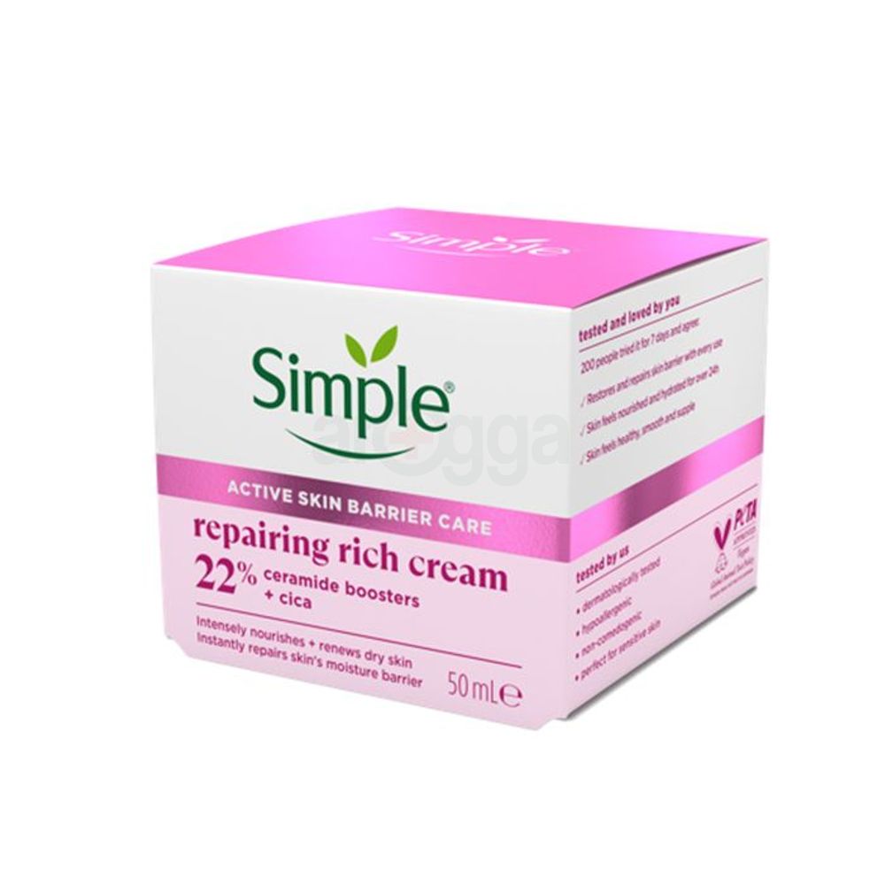 Simple Repairing Rich Cream with 22% Ceramide Boosters + Cica  