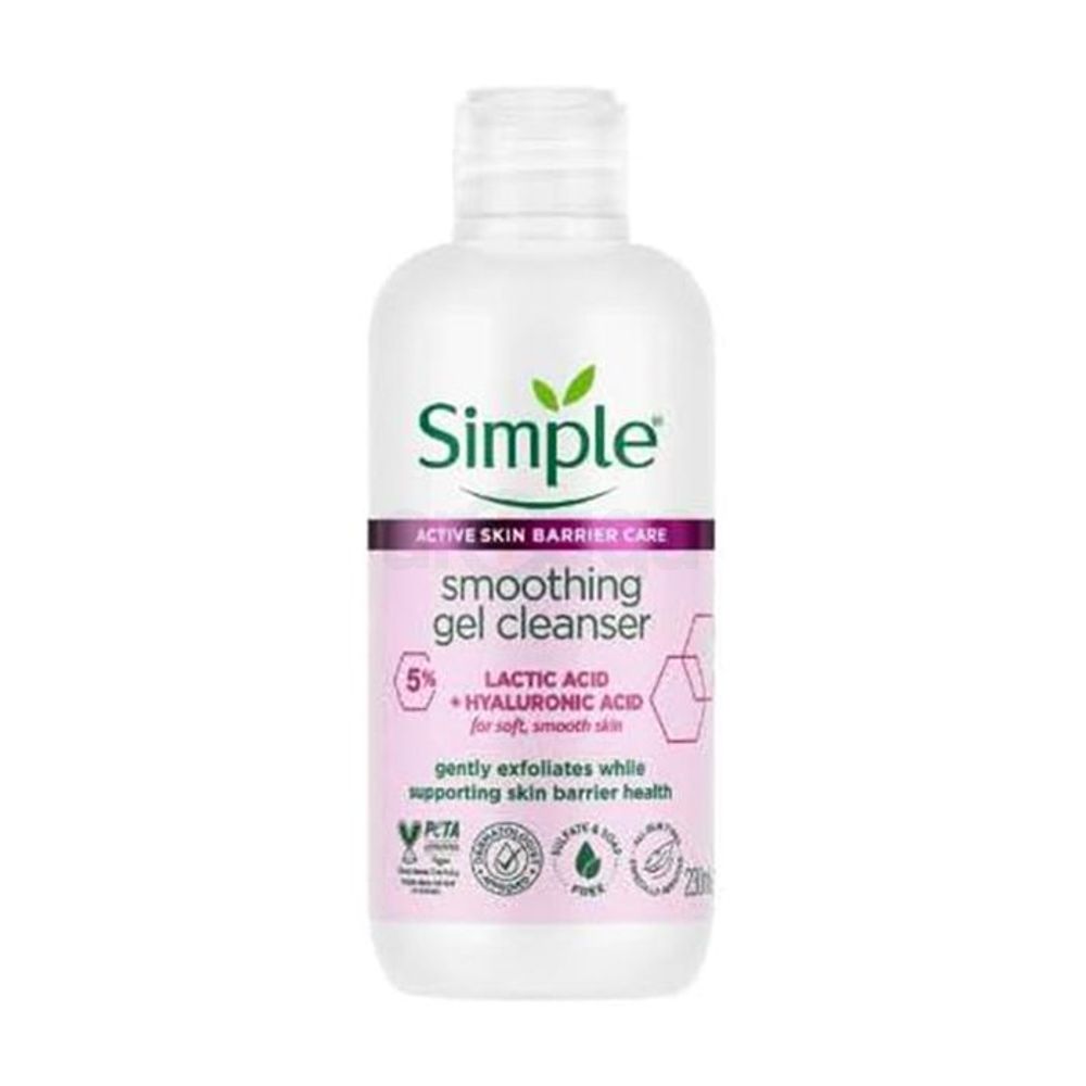 Simple Smoothing Gel Cleanser with Lactic Acid & Hyaluronic Acid for Soft, Smooth Skin  
