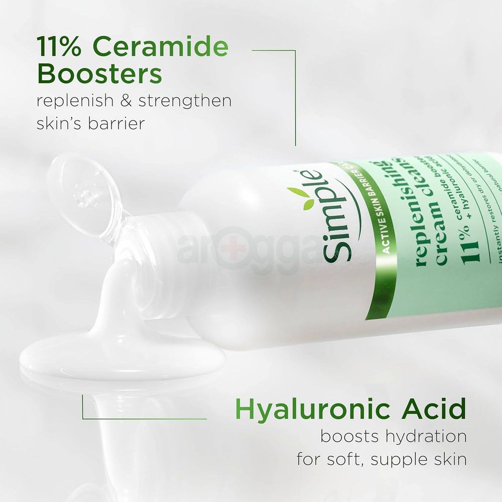 Simple Replenishing Cream Cleanser with 11% Ceramide Boosters + Hyaluronic Acid  