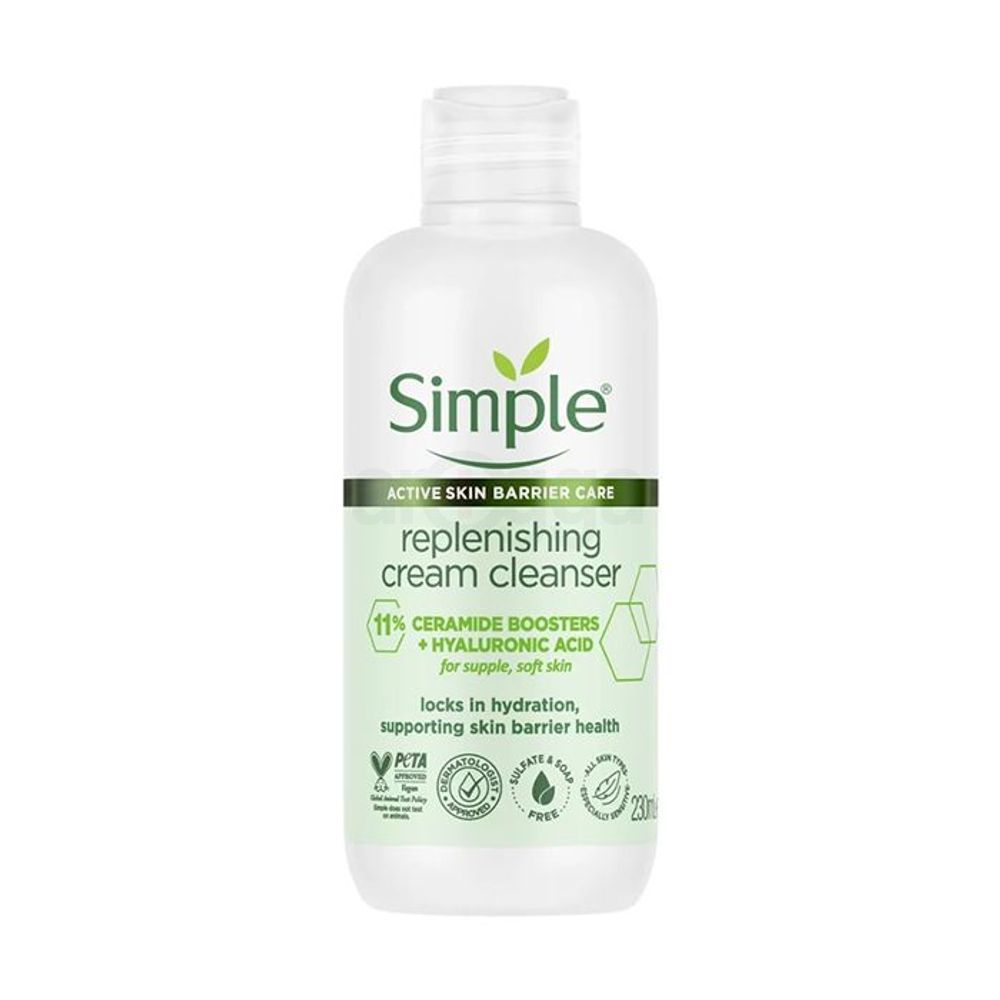 Simple Replenishing Cream Cleanser with 11% Ceramide Boosters + Hyaluronic Acid  