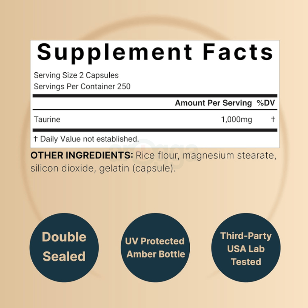 NatureBell Taurine 1,000mg Per Serving, 500 Capsules | Essential Amino Acids Supplement  