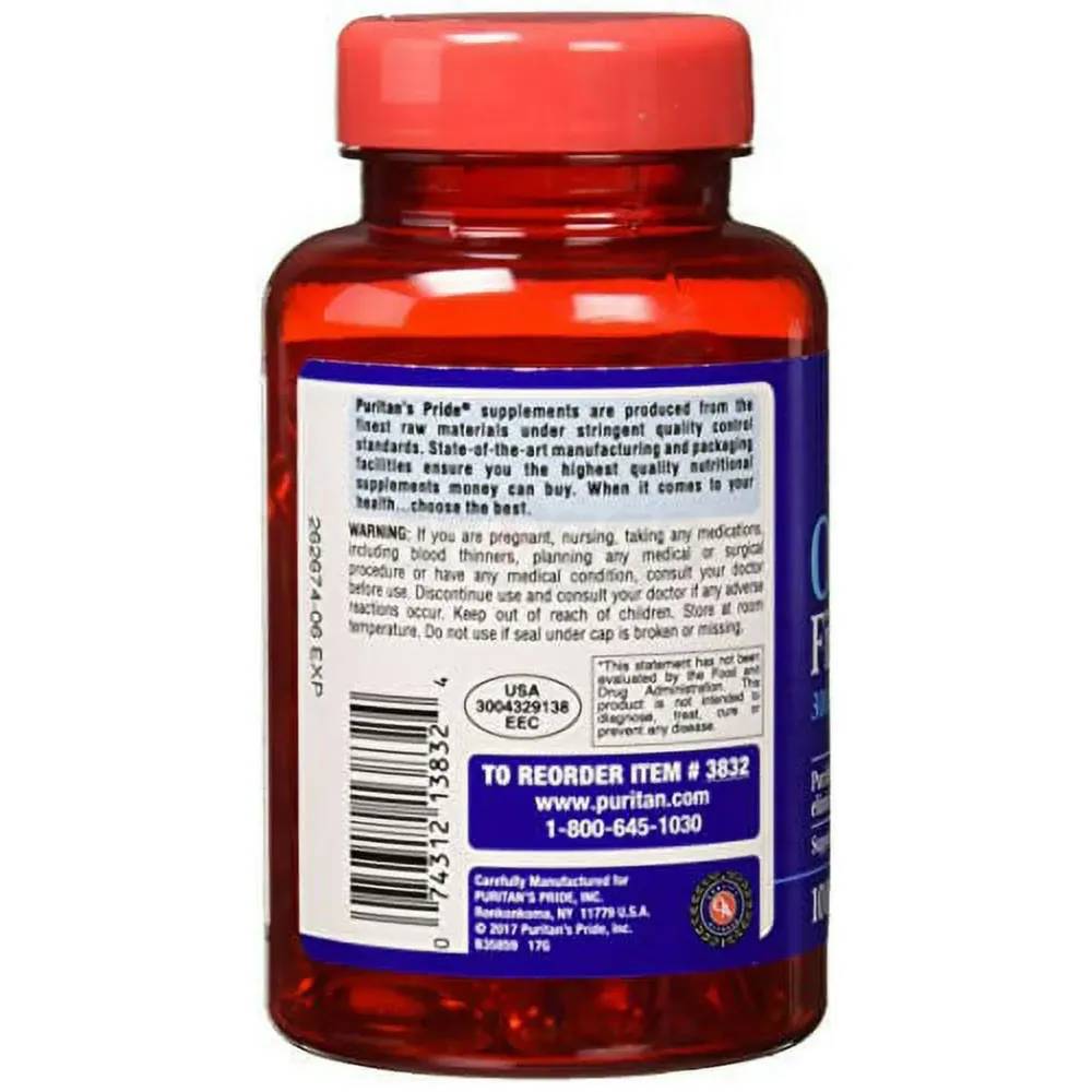 Puritans Pride Omega-3 Fish Oil 1000 Mg, 100 Count  