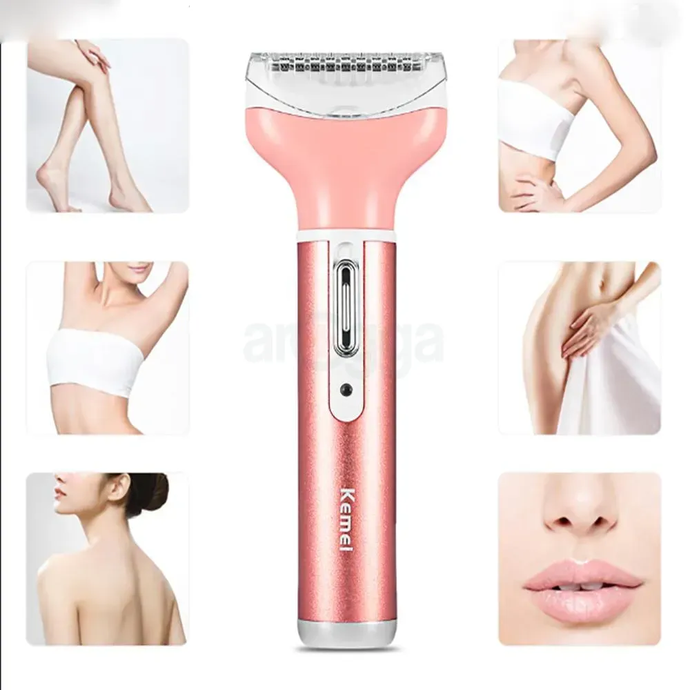 Kemei KM- 6637 4 in 1 Rechargeable Women Body, Eyebrow and Nose Hair Removal Trimmer  