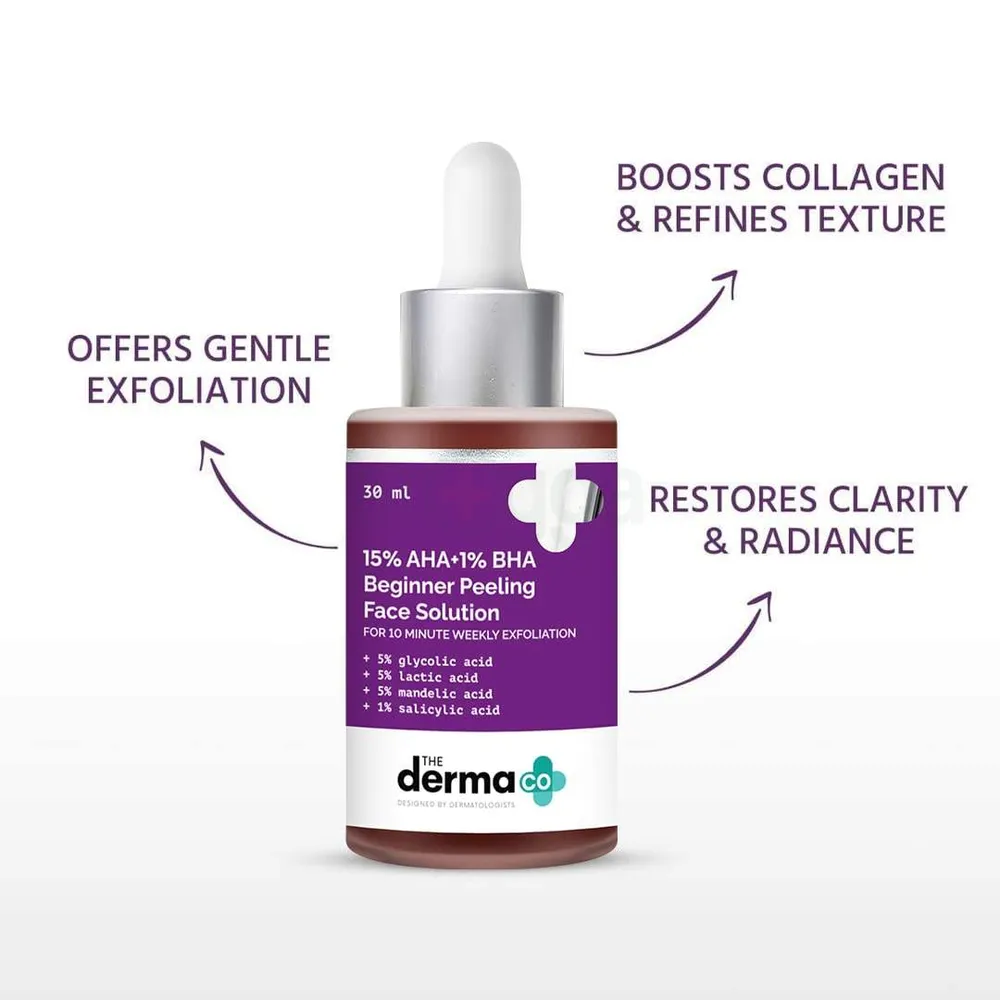 The Derma Co 15% AHA +1% BHA Beginner Face Peeling Solution 30ml  