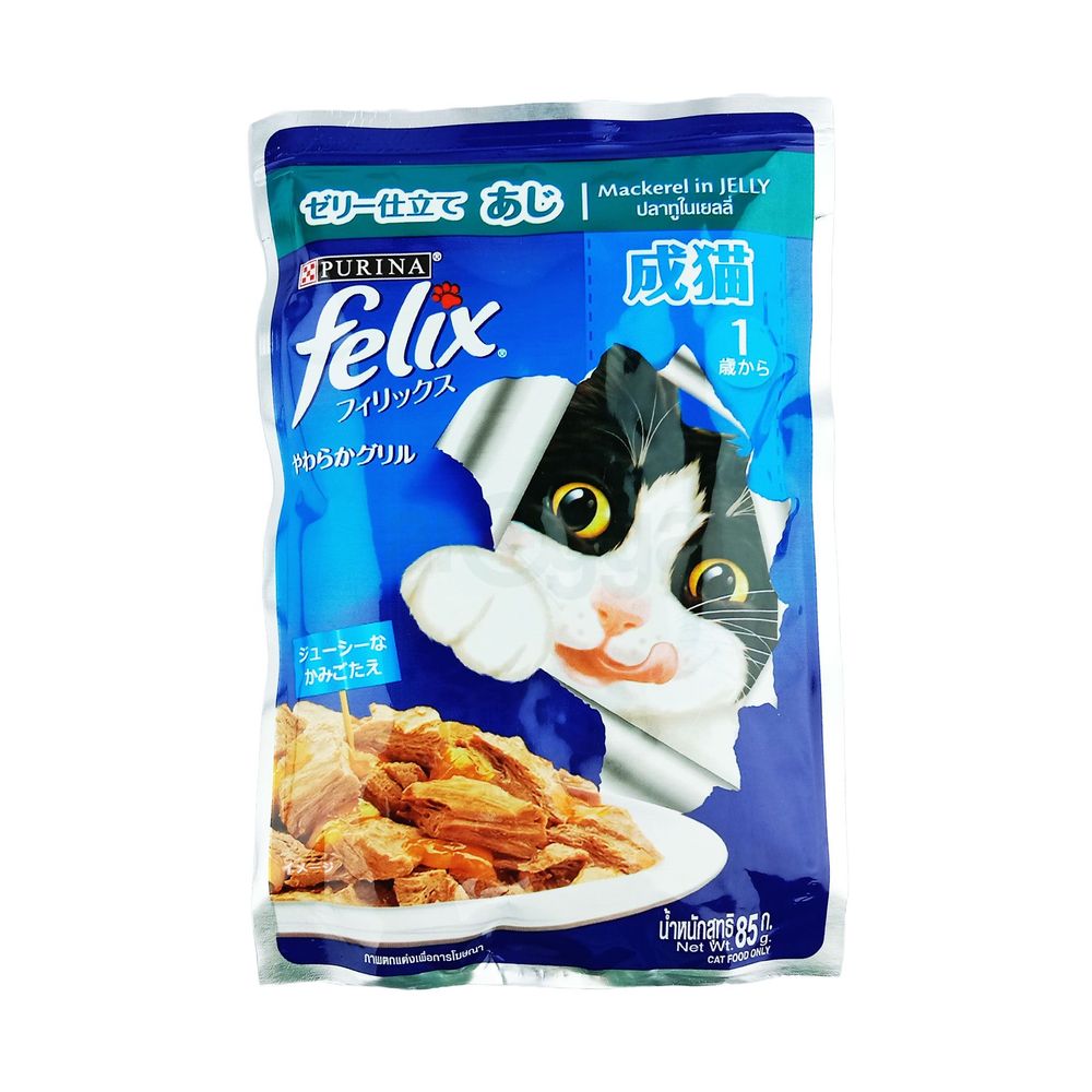 Purina Felix Pouch Adult Mackerel in Jelly 85gm  
