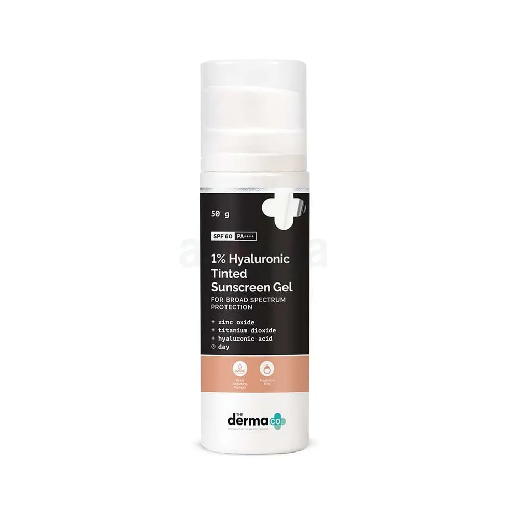The Derma Co 1% Hyaluronic Acid Tinted Sunscreen Gel SPF 60 PA++++  