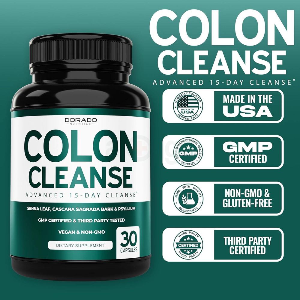 Colon Cleanse & Detox 15 Day Cleanse (30 Count) Intestinal Pills & Probiotic for Gentle Laxative & Bowel Relief for Stomach Bloating & Gut Loss Support   