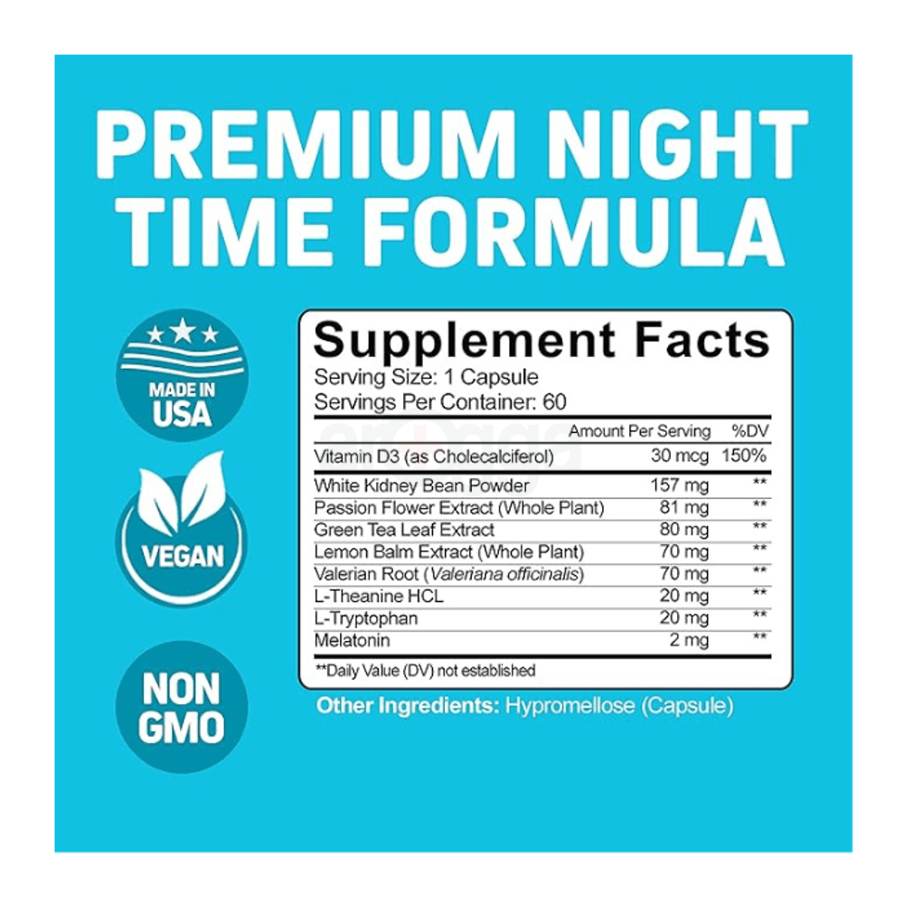 Herbtonics Night Time Supplement with Melatonin to Support Sleep & Metabolism  