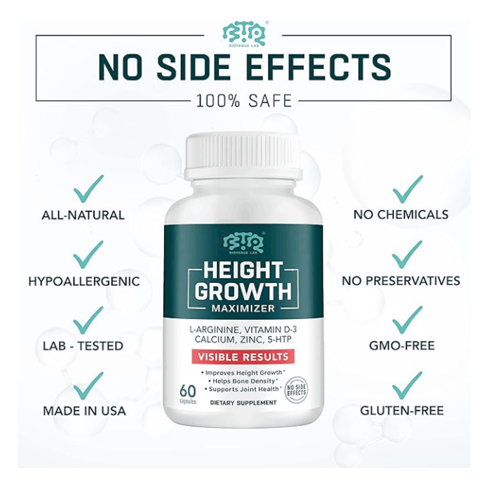 Height Growth Maximizer, Calcium, Vitamin D3 and Zinc Blend Pills, Bone Growth Supplement for Kids and Teens  