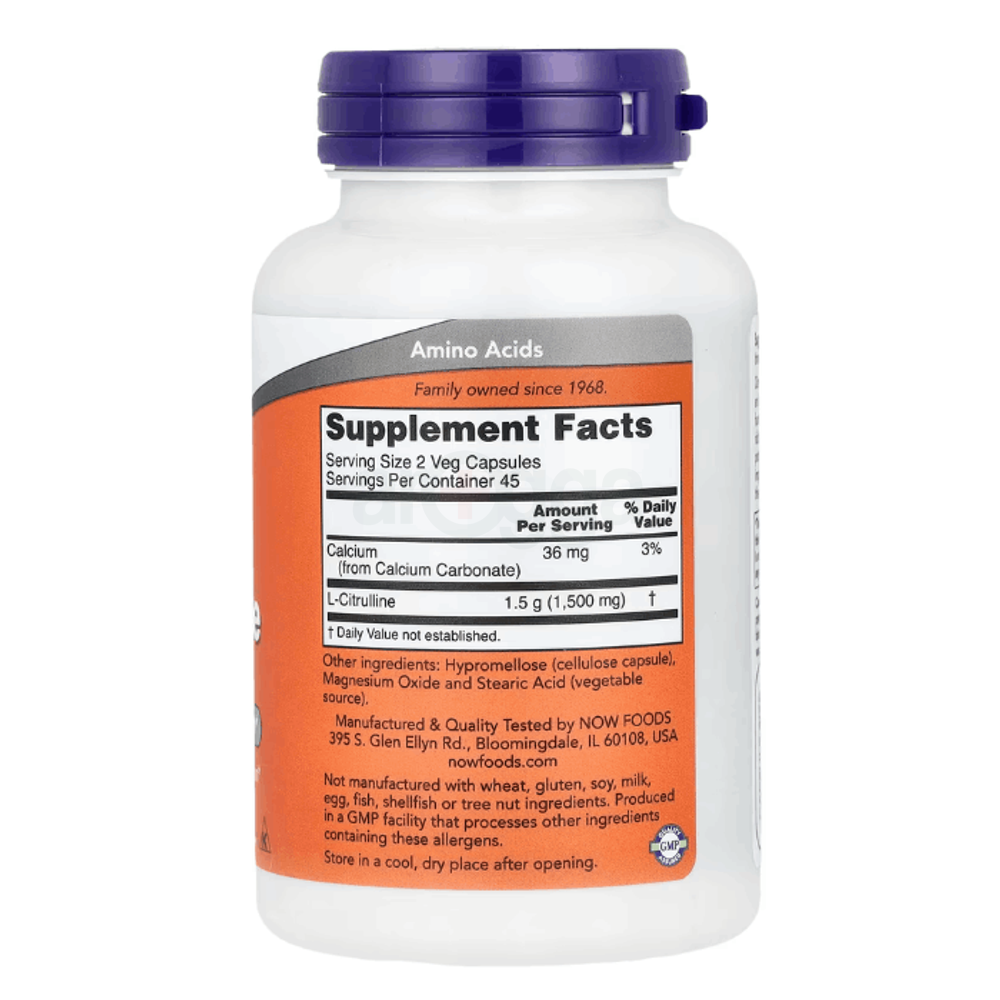 NOW Foods, L-Citrulline, 750 mg, 90 Veg Capsules  