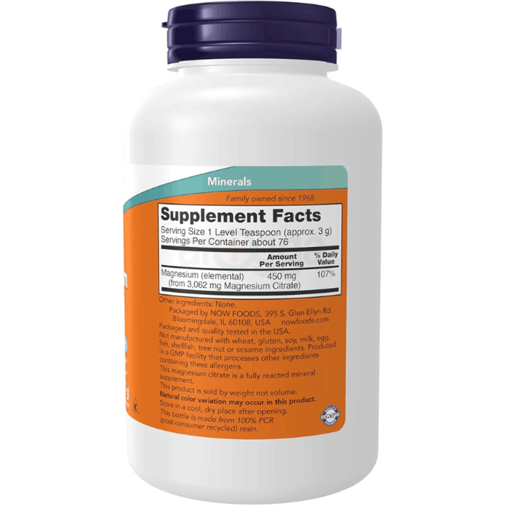 NOW Foods Supplements, Magnesium Citrate Pure Powder  