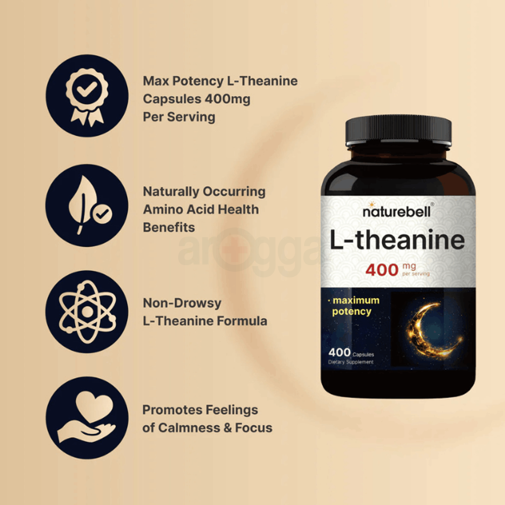 Naturebell L-Theanine Supplement 400mg Per Serving, 400 Capsules   