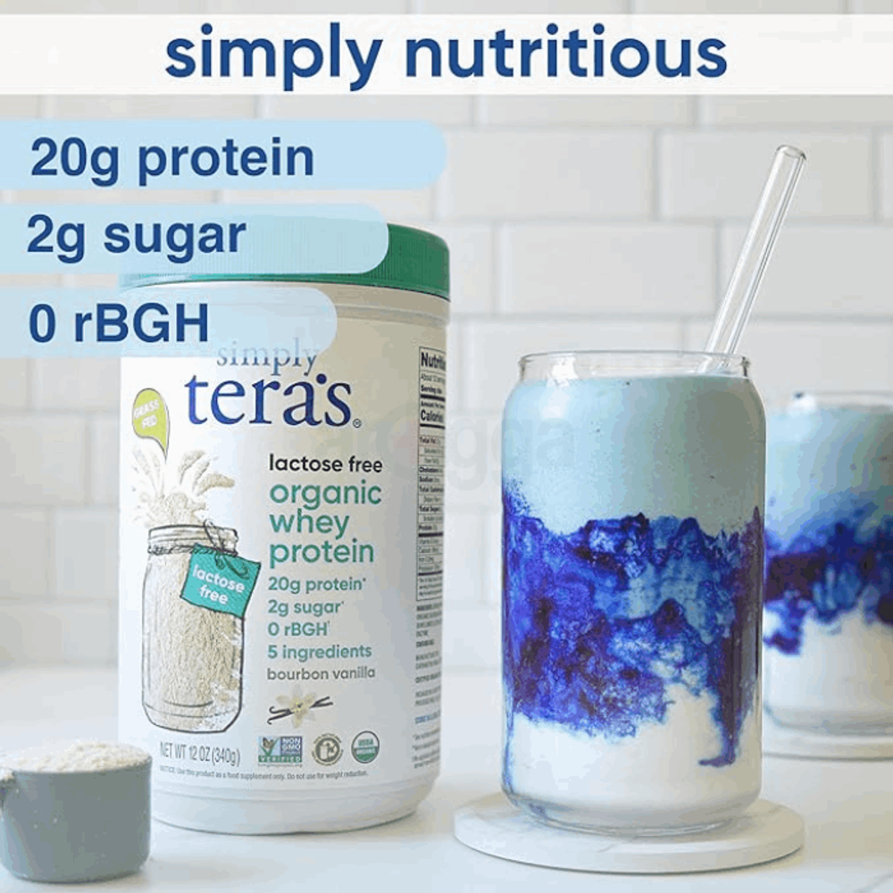 Simply tera's Lactose Free Organic Whey Protein - Lactose Free Protein Powder, Vanilla Protein Powder with 20g of Protein Per Serving  