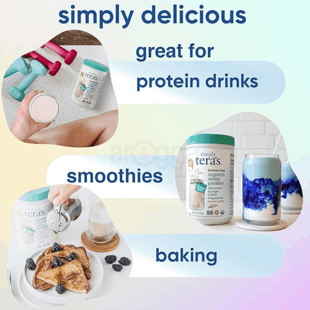 Simply tera's Lactose Free Organic Whey Protein - Lactose Free Protein Powder, Vanilla Protein Powder with 20g of Protein Per Serving  
