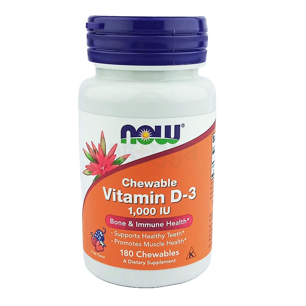 NOW Foods, Chewable Vitamin D-3, Natural Fruit Flavor, 1,000 IU, 180 Chewables  