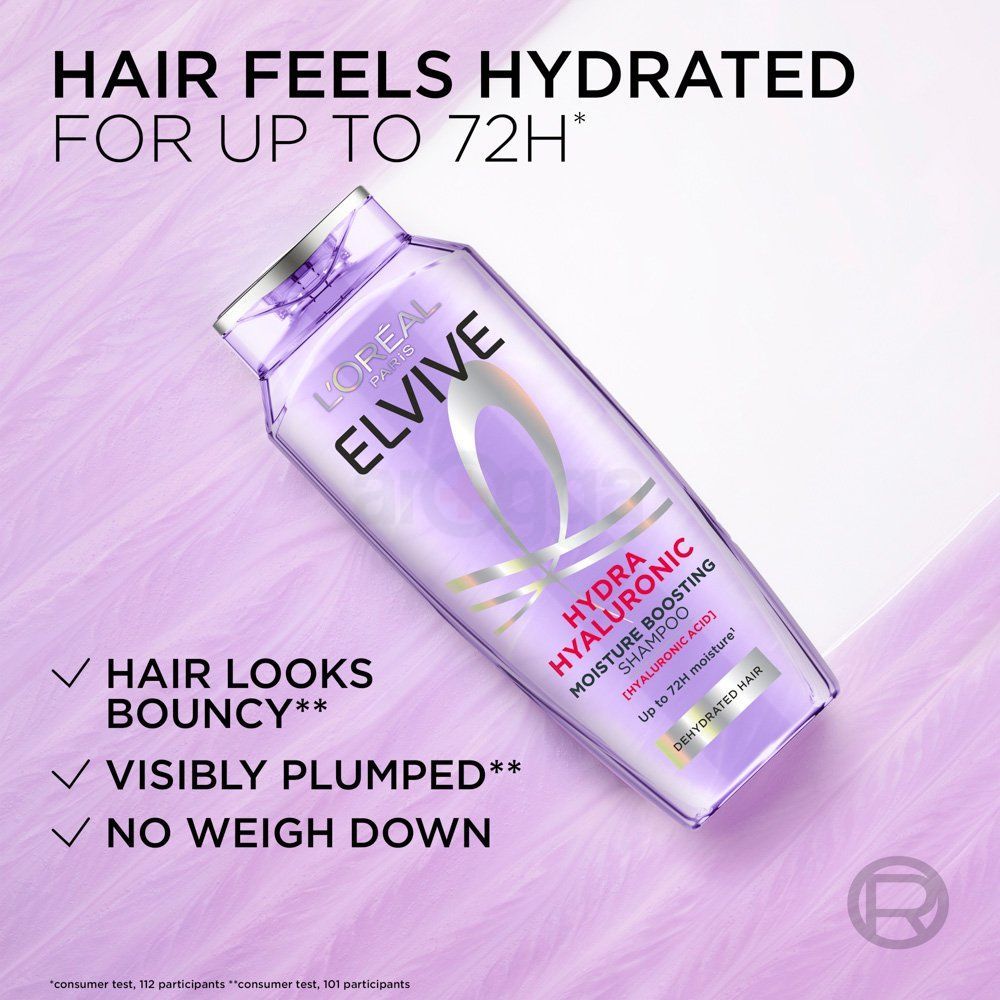 Loreal Paris Elvive Hydra Hyaluronic Moisture Boosting Shampoo for Dehydrated Hair (Made in France)  