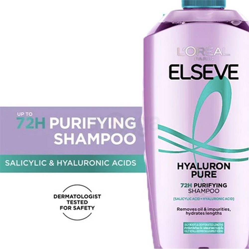 Loreal Paris Elseve Hyaluron Pure 72hr Purifying Shampoo for Oily Scalp and Dehydrated Lengths (Made in Indonesia)  