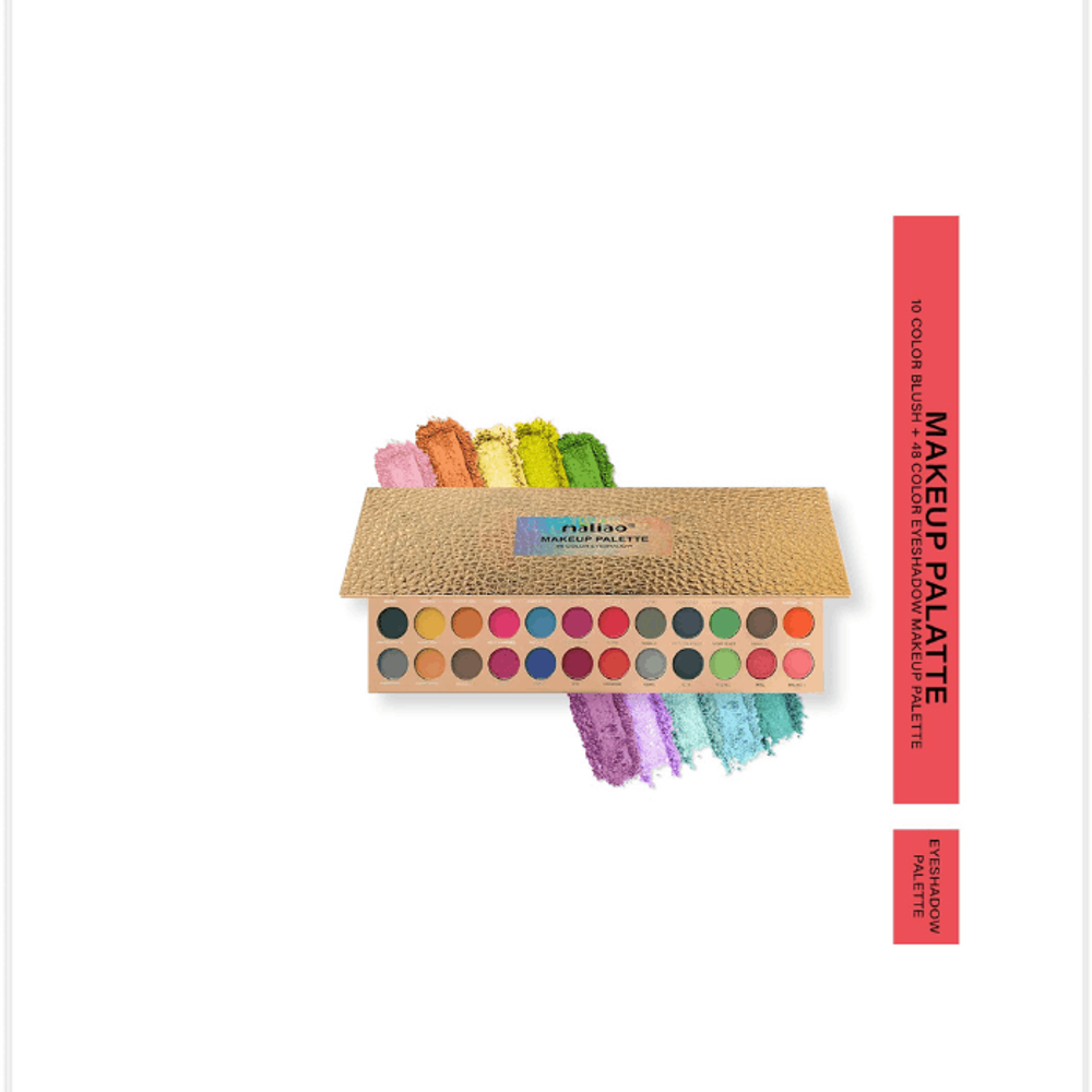 Maliao 5-Color Blush 5-Color Highlighter + 48-Color Eyeshadow Makeup Palette - Professional High Pigment Matte & Shimmer Eyeshadows - Long-Lasting Blush and Eyeshadow Set for All Skin Tones - Perfect for Day and Night Looks  