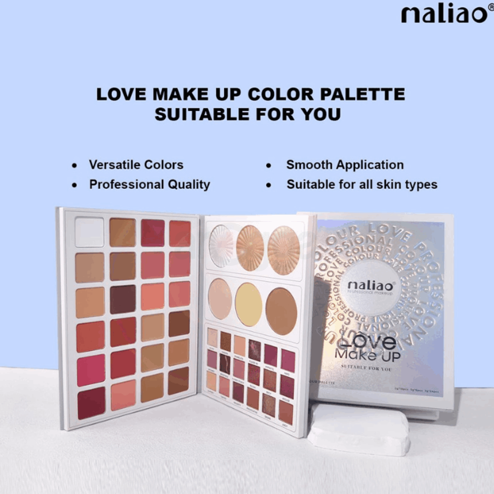Maliao Love Makeup Palette - 48 Shades for Eye & Face | Bold & Blendable Colors | Long-Lasting, Highly Pigmented  