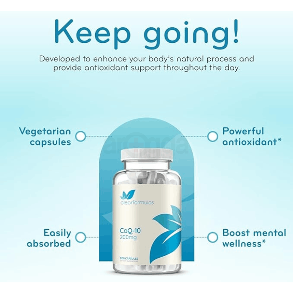 CoQ10 200mg 200 Capsules - Quick Absorption Non-GMO  