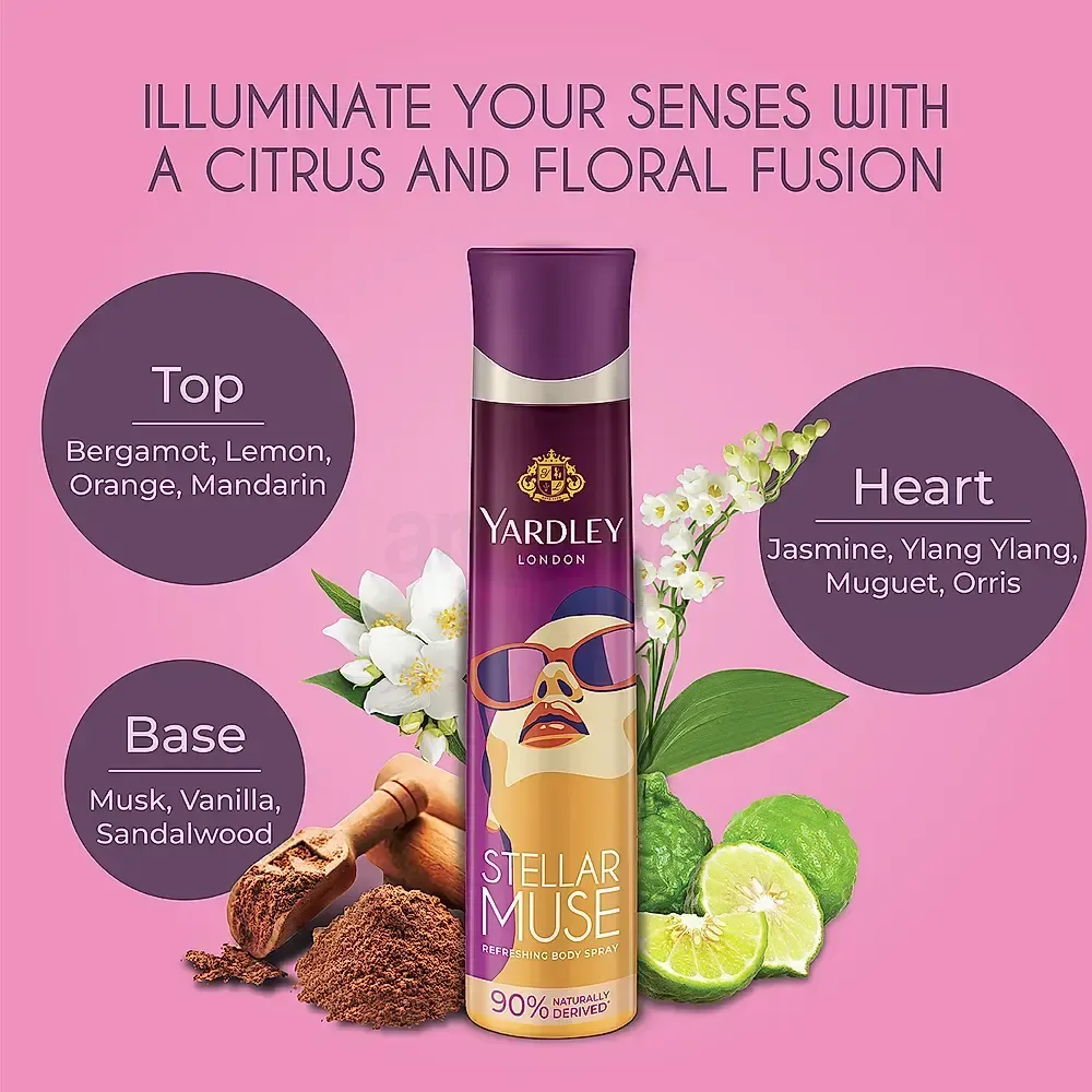 Yardley London Stellar Muse Fragrance Refreshing Body Deodorant Spray - For Women  