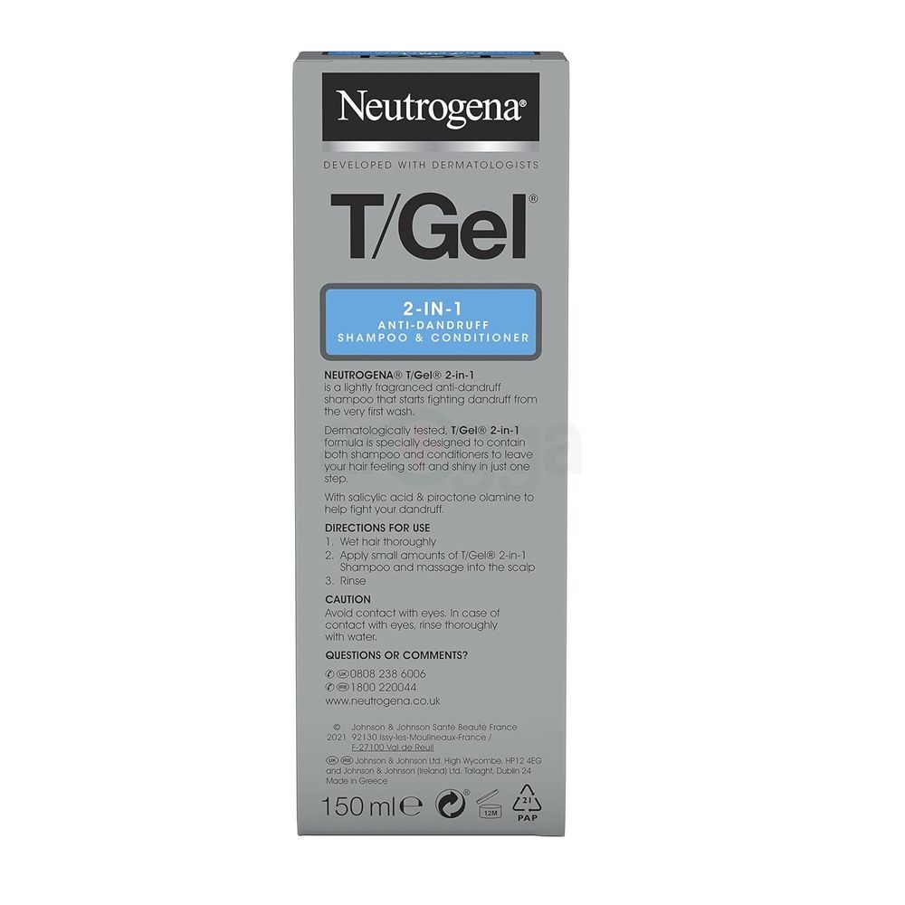 Neutrogena T/Gel 2 in 1 Anti Dandruff Shampoo and Conditioner with Melon and Jasmine Fragrance for Daily Use  