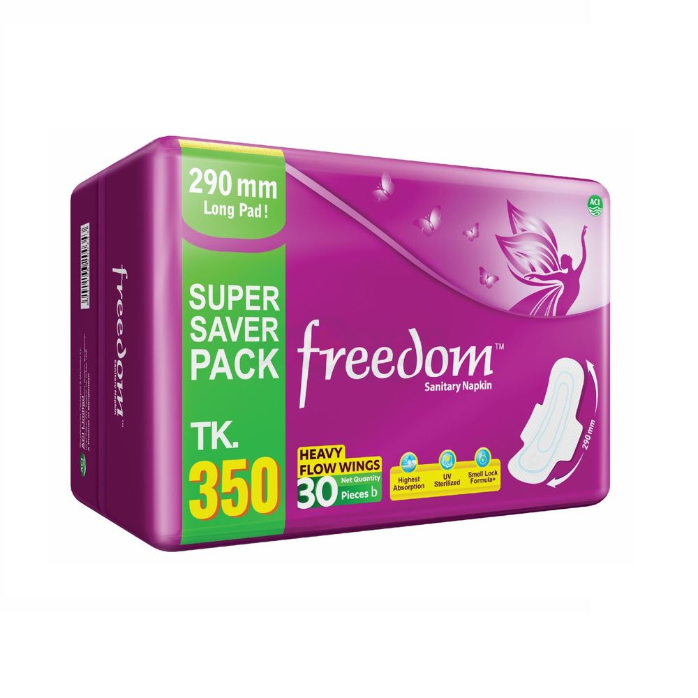 Freedom Sanitary Napkin Heavy Flow 30 Pads  