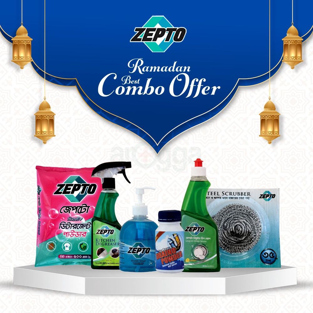 Zepto Special Combo Offer (Dishwash, Kitchen Degreaser, Scrubber, Handwash, Detergent, Draino Powder)  